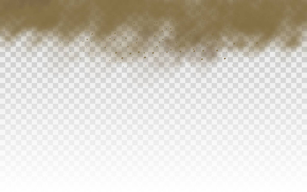 Arena voladora, nube de polvo marrón, viento, tormenta de arena. - Vector, imagen