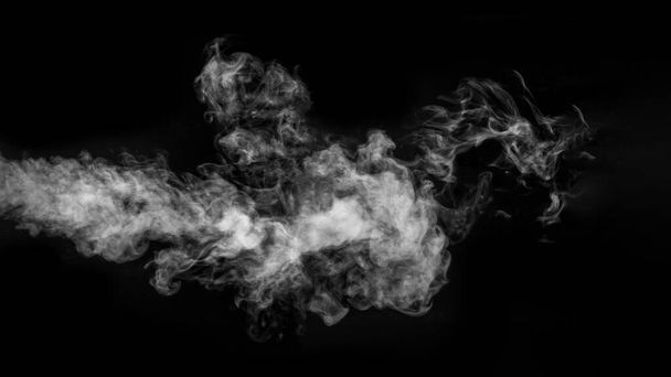 Horizontal banner with steam or smoke in the form of a mystical creature in the form of a ghost on a black - Photo, image