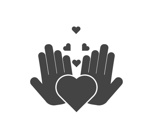 Ícone de vetor de mãos que mantêm um símbolo de saúde de coração. Camadas agrupadas para fácil edição ilustração. Para o seu design. - Vetor, Imagem