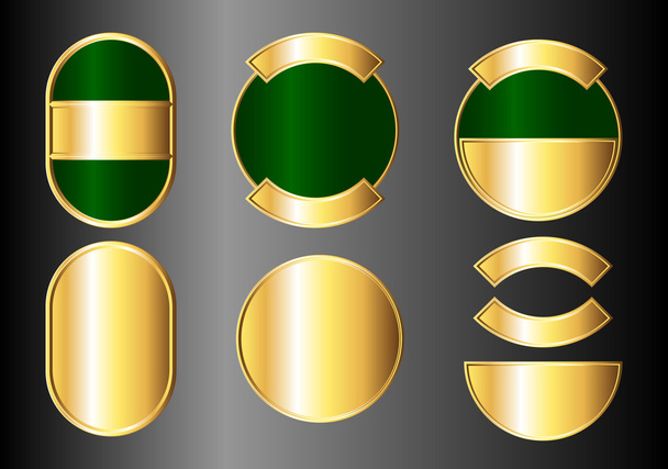 Set of green and gold badges. Available in jpeg and eps8 formats. - Vector, Image