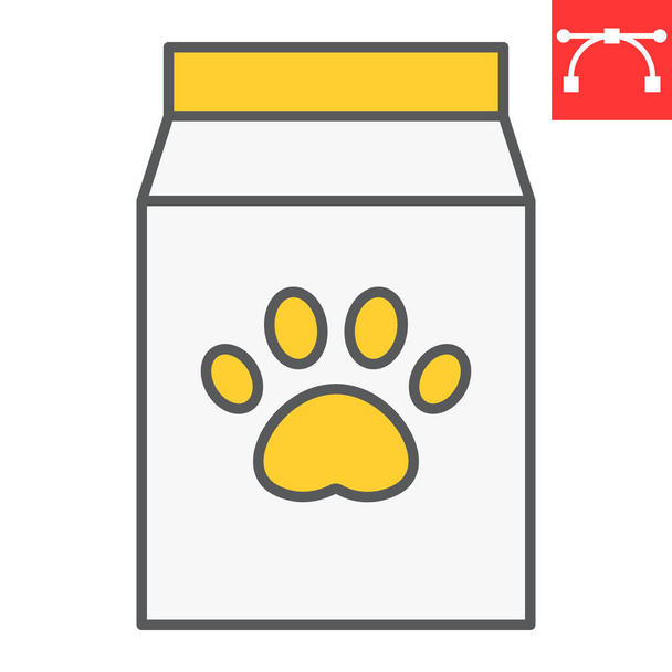 Піктограма кольорової лінії упаковки для кормів для собак, друк зоомагазину та лапи для тварин, векторна іконка для кормів для домашніх тварин, векторна графіка, змінений штрих заповнений знак контуру, eps 10
. - Вектор, зображення