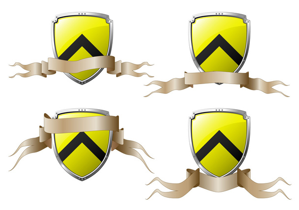 Set of shields with banners - Vector, Image