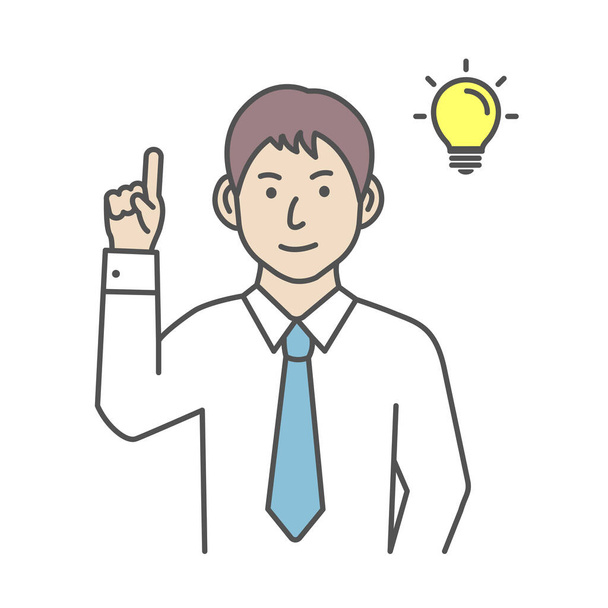 Ilustración vectorial de un joven empresario teniendo buena idea (inspiración, innovación ) - Vector, Imagen