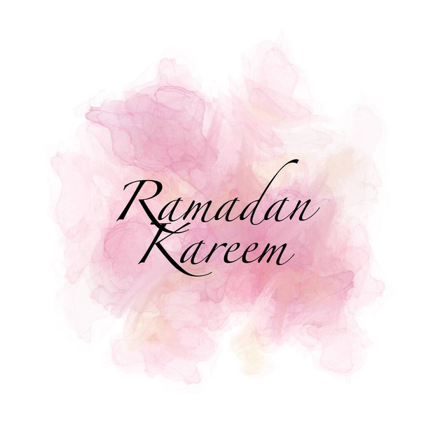 Ramadan Kareem üdvözletét folyékony márvány háttérrel. Pasztell színű raklap - Fotó, kép
