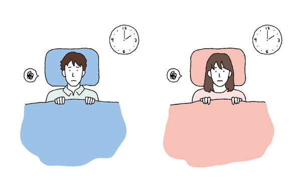 Ilustração do homem e da mulher sem sono - Vetor, Imagem