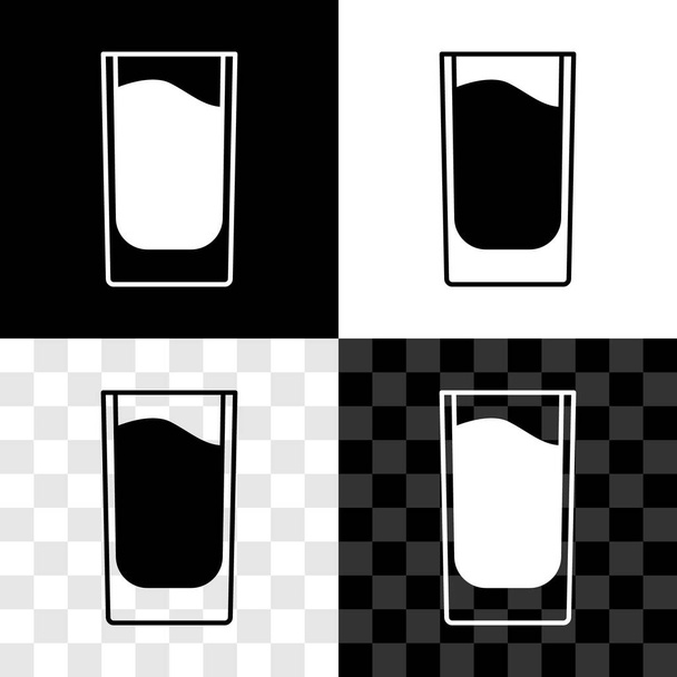 Set icona di vetro girato isolato su sfondo bianco e nero, trasparente. Vettore. - Vettoriali, immagini