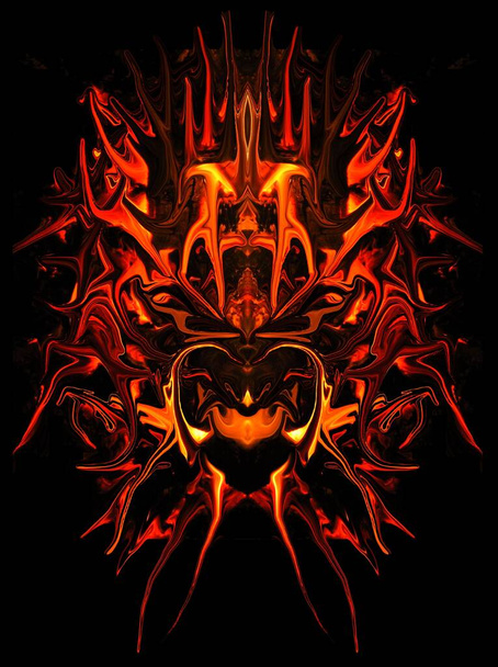 A horror mixed with alien fire and bone image with complex lines that draws the viewer in. Great as a background for media projects that need something unique. - Photo, Image