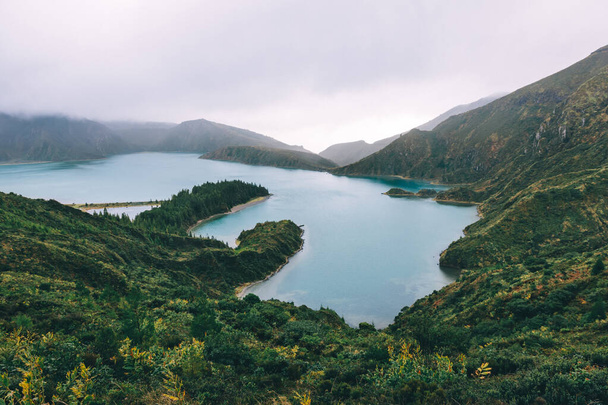 Vista panorámica de la Laguna do Fogo en la Isla de So Miguel, Azores, Portugal - Foto, Imagen