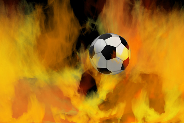 Bola de futebol através de chamas
 - Foto, Imagem