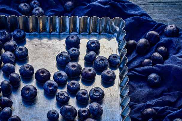 blueberries in metal container, healthy food concept - Photo, Image