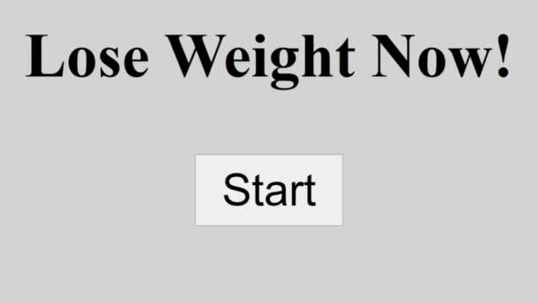 マウスカーソルスライドオーバーし、今ウェブページ上で体重を減らすために開始をクリックします。デバイス画面オンラインで開始重量損失をクリックしてカーソルのビュー。インターネットネットワークのウェブサイト上の視点. - 映像、動画