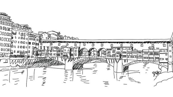 Florens City Outline Handgetekende schets - Foto, afbeelding