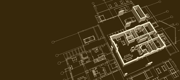 сучасний будинок архітектурний проект ескіз 3d ілюстрація
 - Фото, зображення