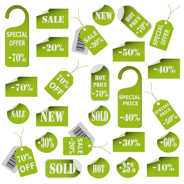 Conjunto de etiquetas de precios verdes y etiquetas. Vector eps10 ilustración
 - Vector, imagen