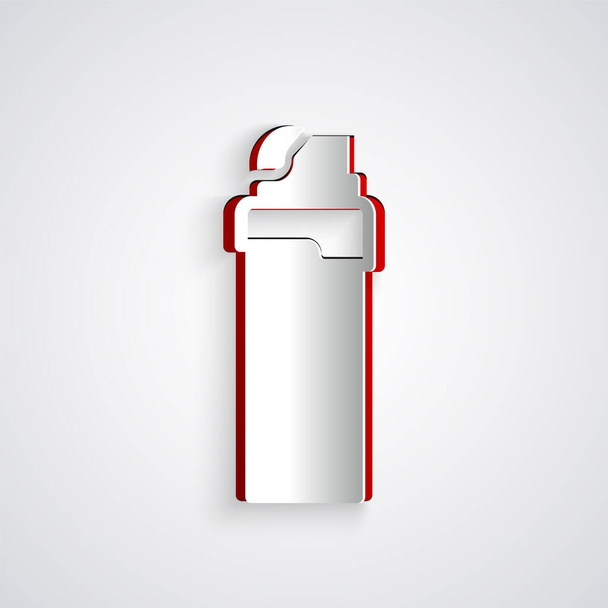 Paper cut Lighter icon isolated on grey background. Paper art style. Vector. - Vector, Imagen