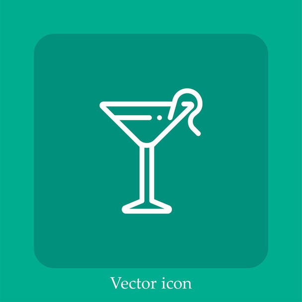 ícone vetorial coquetel linear icon.Line com curso editável - Vetor, Imagem