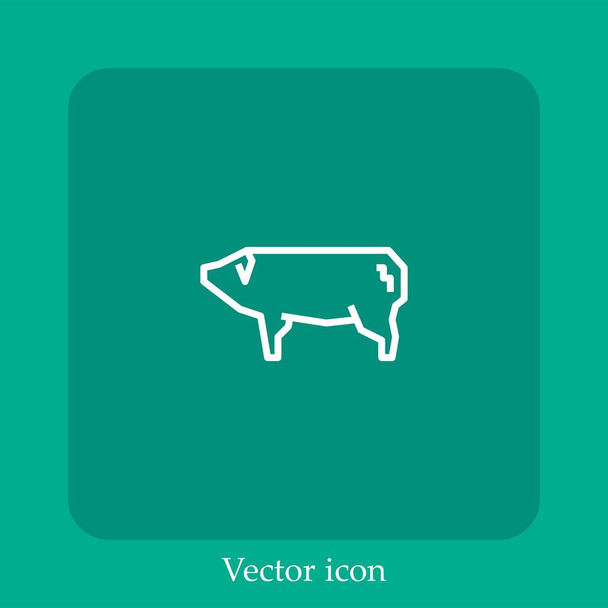 icona vettoriale maiale icon.Line lineare con ictus modificabile - Vettoriali, immagini