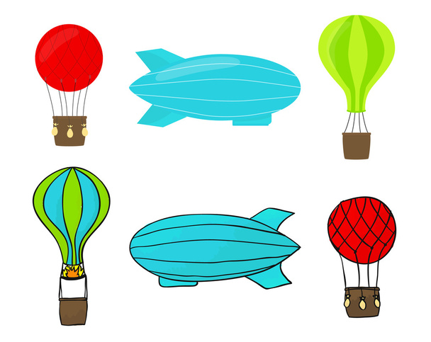 Zeichnung Luftschiff und Ballon-Vektor - Vektor, Bild