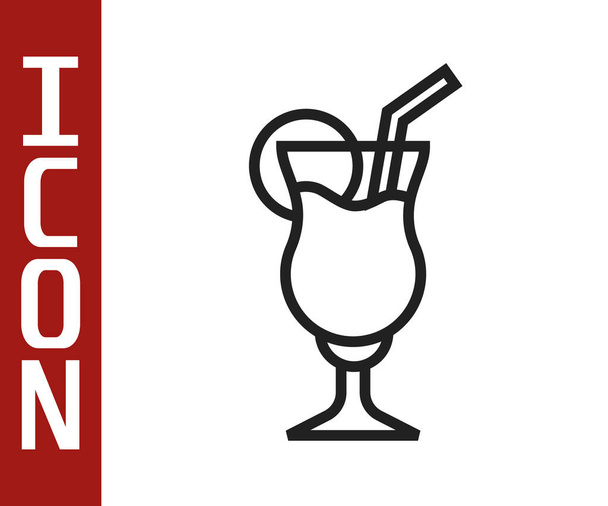 Schwarze Linie Cocktail und Alkoholgetränk Symbol isoliert auf weißem Hintergrund. Vektor. - Vektor, Bild