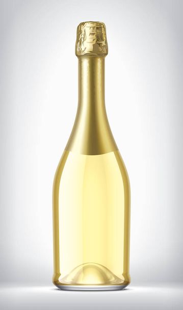 Glass Bottle on background with Gold Foil.  - Photo, Image
