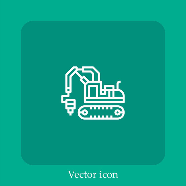 excavator   vector icon linear icon.Line with Editable stroke - Vector, Image