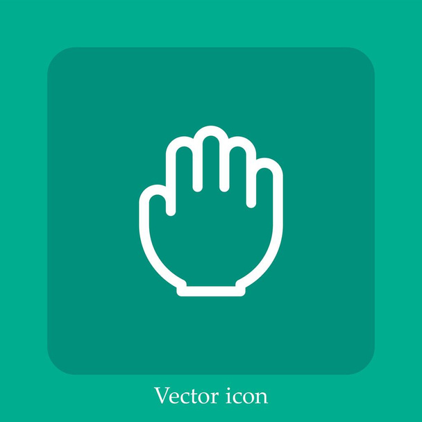 ícone vetor de mão linear icon.Line com curso editável - Vetor, Imagem