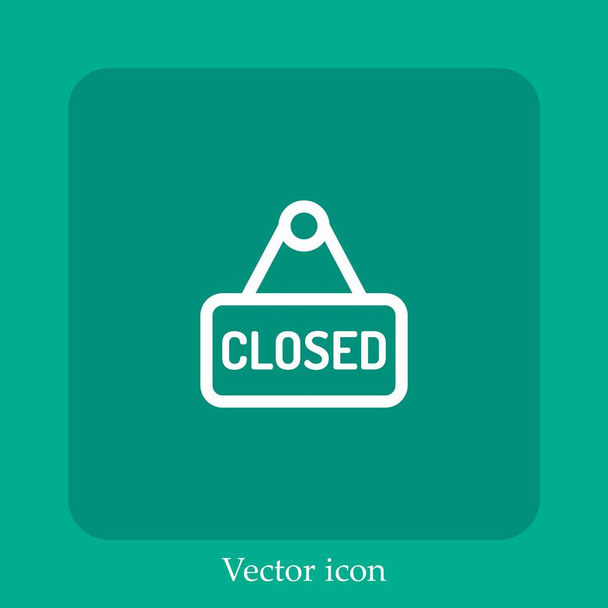 icono vectorial cerrado icono lineal.Línea con carrera editable - Vector, Imagen