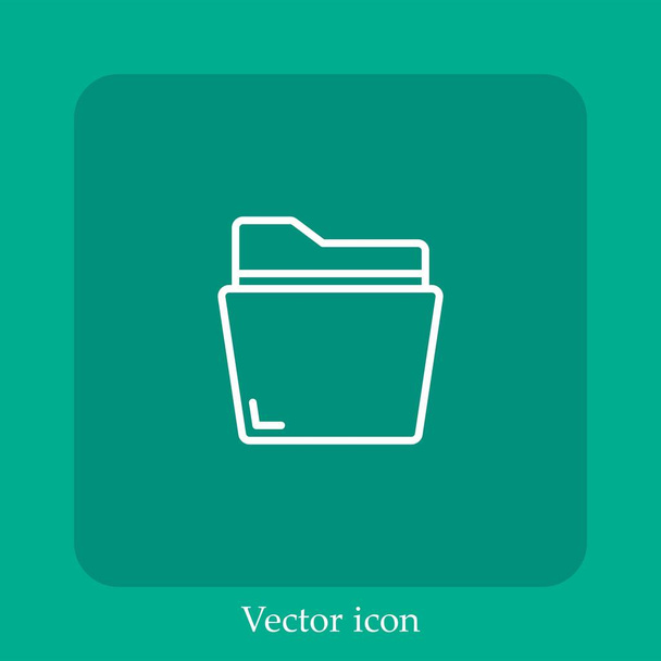 icono de vector de carpeta icon.Line lineal con carrera editable - Vector, imagen