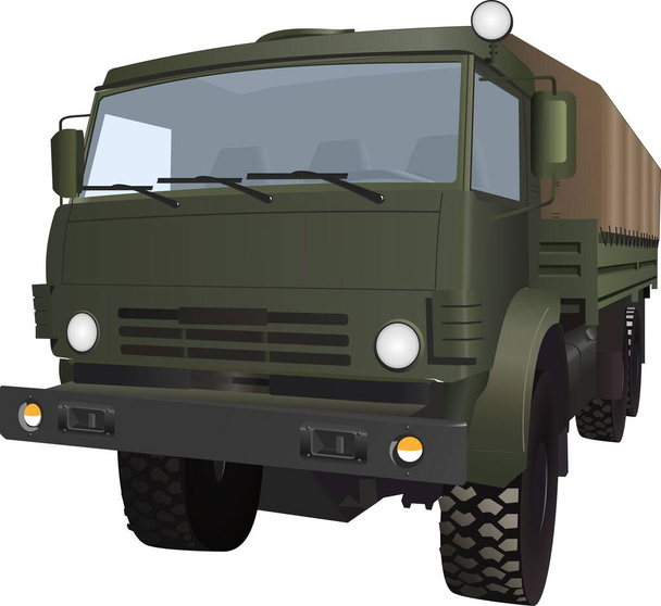 Military cargo truck, on a white background. Vector image. - Διάνυσμα, εικόνα