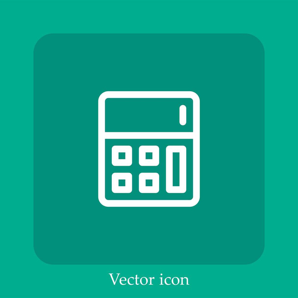 calculadora icono vectorial icono lineal.Línea con carrera editable - Vector, Imagen