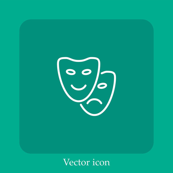 icono de vector de teatro icon.Line lineal con carrera editable - Vector, Imagen