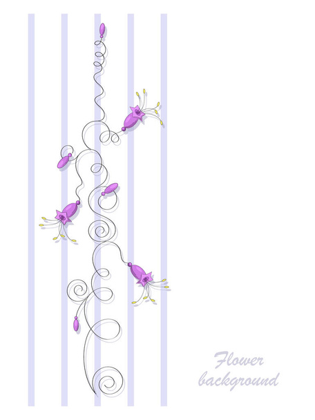Purple bells. Vector flowers bells on the stem. Bells. Bouquet of wild flowers. Flower design.  - Vector, Image