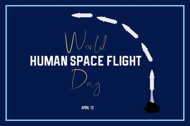 Εικονογράφηση διάνυσμα, Διεθνής Ημέρα της ανθρώπινης διαστημικής πτήσης. - Διάνυσμα, εικόνα