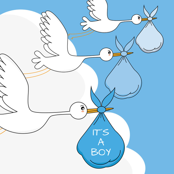 Storks baby boy - Вектор,изображение