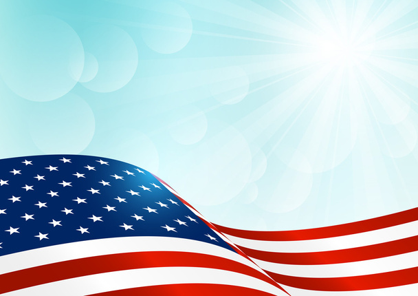 Карточка Дня независимости США с американским флагом
 - Вектор,изображение