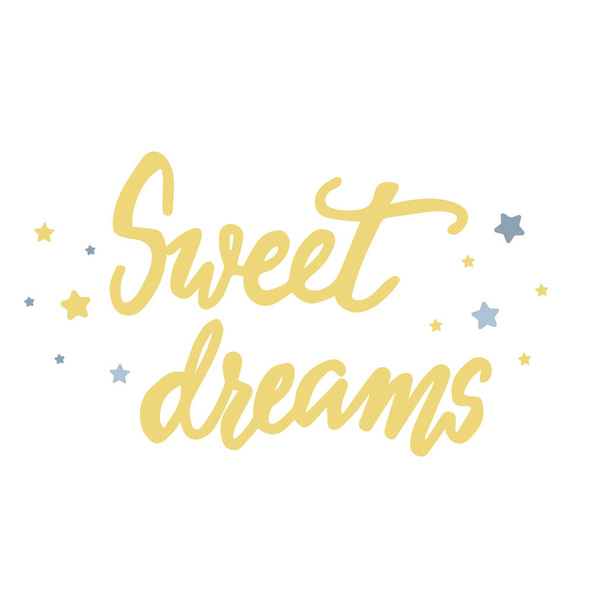 Sweet dreams. Vector hand written lettering quote. Modern calligraphy phrase. isolated background with stars. - Διάνυσμα, εικόνα