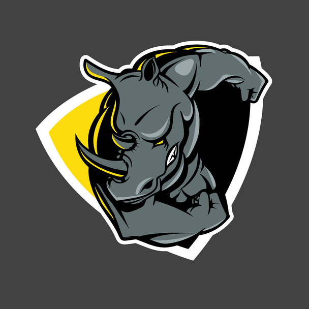 Ramming Rhino insignia wektor ilustracji dla e-sportu, t-shirt print, plakat, element projektu lub innego celu. - Wektor, obraz