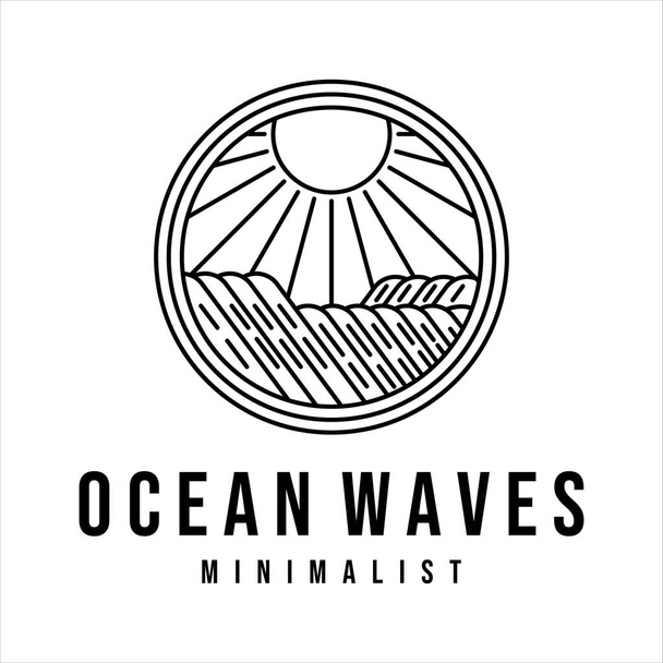 óceán hullámok vonal művészet logó vektor illusztráció sablon tervezés. tengeri hullám napjelvény ikon kreatív design - Vektor, kép