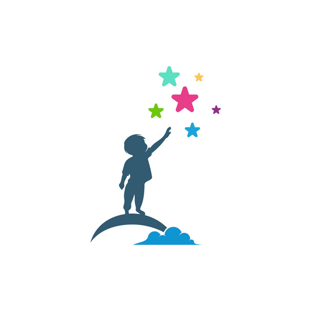Ilustración del vector de diseño del logotipo de Kids Dream, plantilla de concepto de diseño del logotipo de Creative Dream kids, iconos de símbolos - Vector, imagen