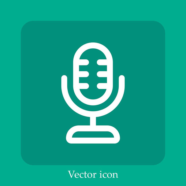 icône vectorielle de microphone icône linéaire. Ligne avec course modifiable - Vecteur, image