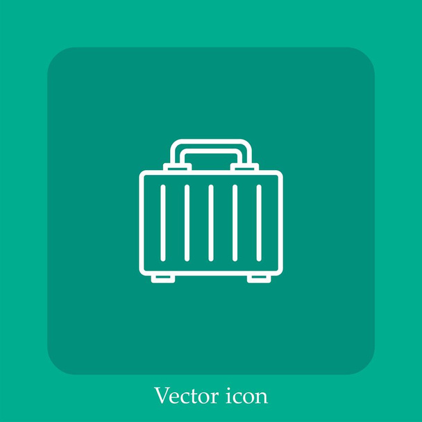 icono del vector de la maleta icon.Line lineal con carrera editable - Vector, imagen