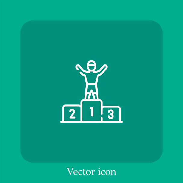 ícone vetor pódio linear icon.Line com curso Editável - Vetor, Imagem
