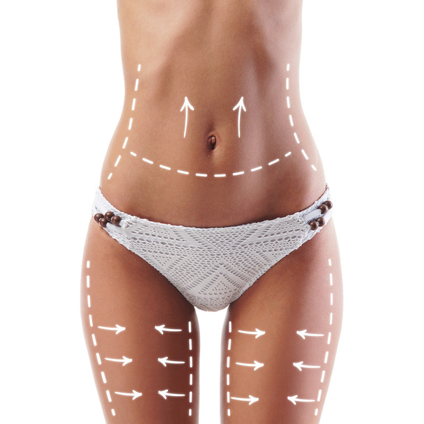 Female body with the drawing arrows - Foto, imagen