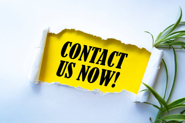 Text sign showing Contact us now! - Photo, Image