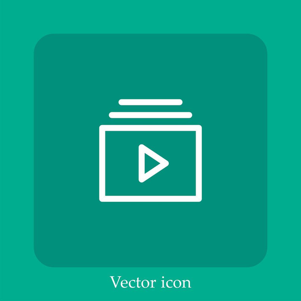 lista de reproducción icono vectorial icono lineal.Línea con carrera editable - Vector, Imagen