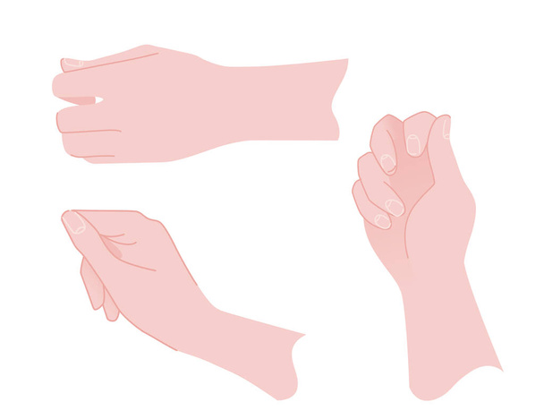 Set of three human hands with holding gestures vector illustration on white background. - Vector, Image
