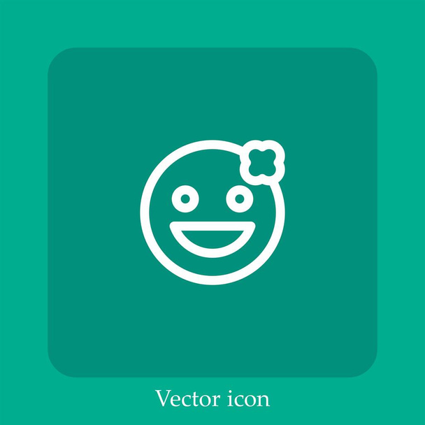 icono de vector sonriente icono lineal.Línea con carrera editable - Vector, imagen