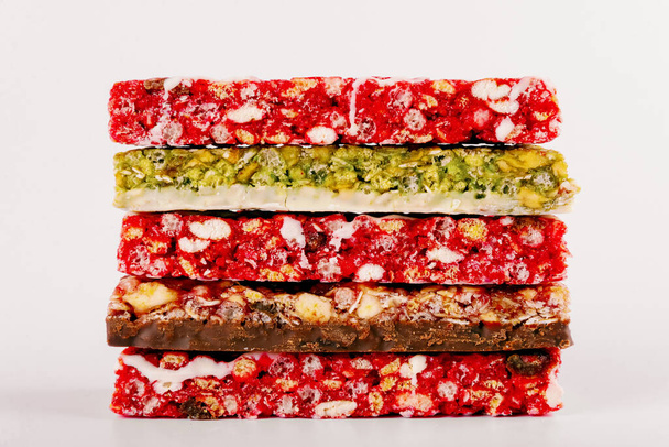 Different types of multi-grains bars. Granola bar with copy space - Fotografie, Obrázek