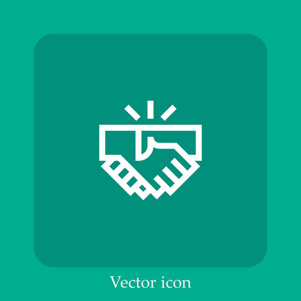 Значок вектора рукопожатия линейный icon.Line с редактируемым ударом - Вектор,изображение
