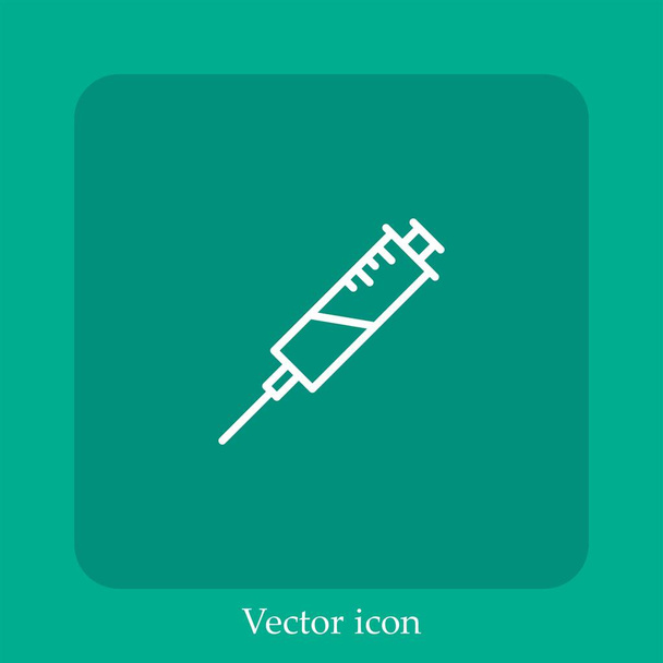 Значок вектора шприца линейный icon.Line с редактируемым штрихом - Вектор,изображение